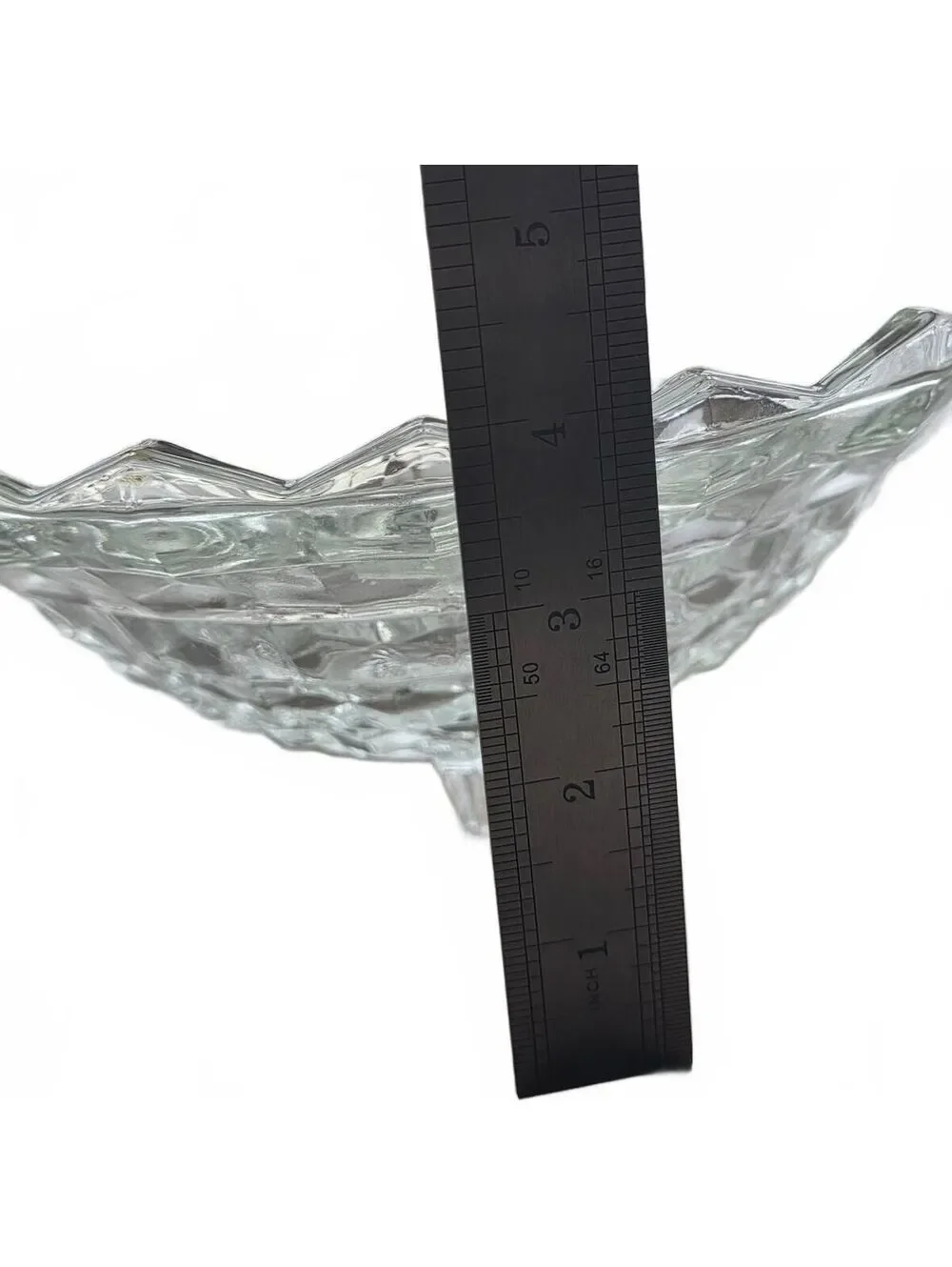 Vintage Clear Glass Footed Serving Bowl Cubist Diamond Point